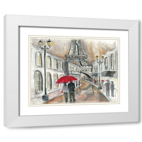 Rain in Paris White Modern Wood Framed Art Print with Double Matting by Williams, Todd