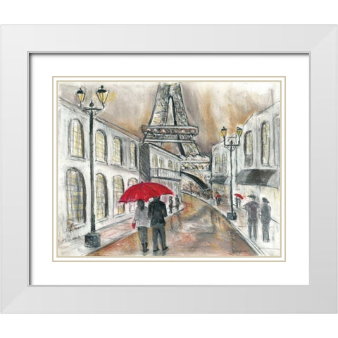 Rain in Paris White Modern Wood Framed Art Print with Double Matting by Williams, Todd