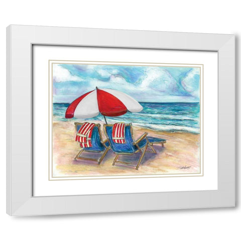 Beach Chairs White Modern Wood Framed Art Print with Double Matting by Williams, Todd