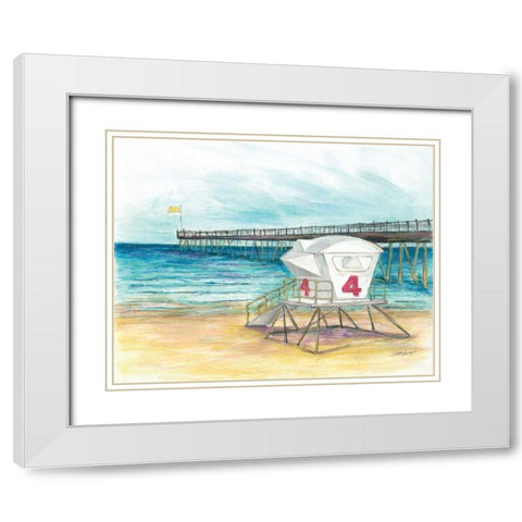 Lifeguard Station White Modern Wood Framed Art Print with Double Matting by Williams, Todd