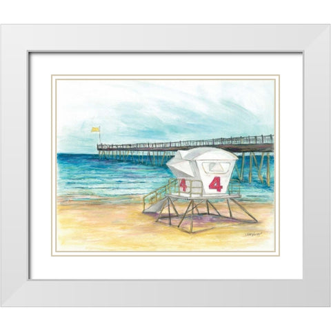 Lifeguard Station White Modern Wood Framed Art Print with Double Matting by Williams, Todd