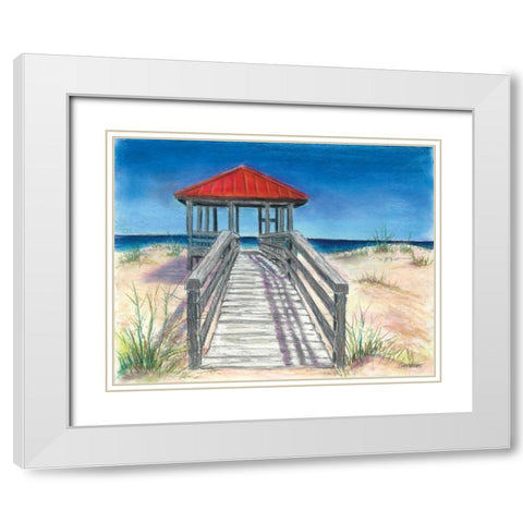 Beach Cabana White Modern Wood Framed Art Print with Double Matting by Williams, Todd