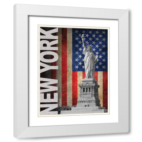 New York White Modern Wood Framed Art Print with Double Matting by Williams, Todd