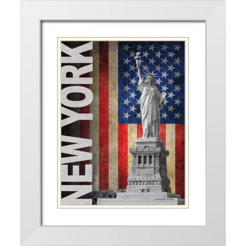New York White Modern Wood Framed Art Print with Double Matting by Williams, Todd