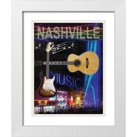 Nashville White Modern Wood Framed Art Print with Double Matting by Williams, Todd
