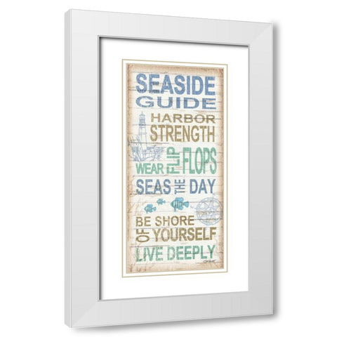 Seaside Guide White Modern Wood Framed Art Print with Double Matting by Williams, Todd