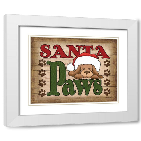 Santa Paws White Modern Wood Framed Art Print with Double Matting by Williams, Todd