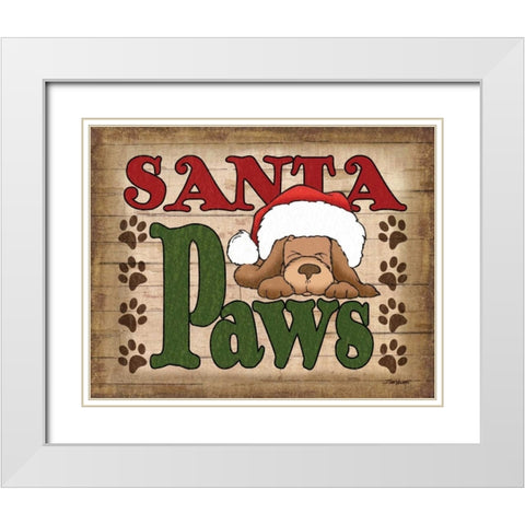 Santa Paws White Modern Wood Framed Art Print with Double Matting by Williams, Todd
