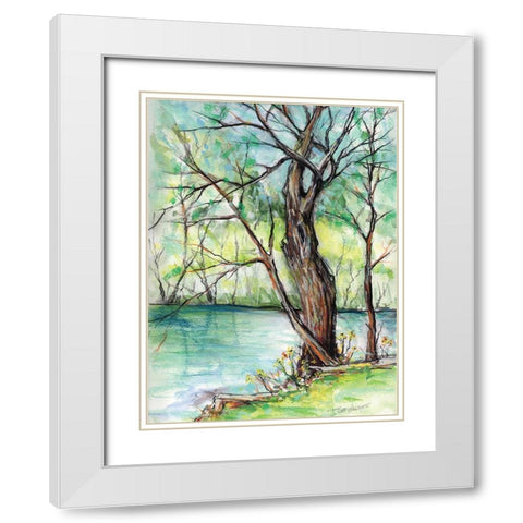 The Banks of Shoal Creek White Modern Wood Framed Art Print with Double Matting by Williams, Todd