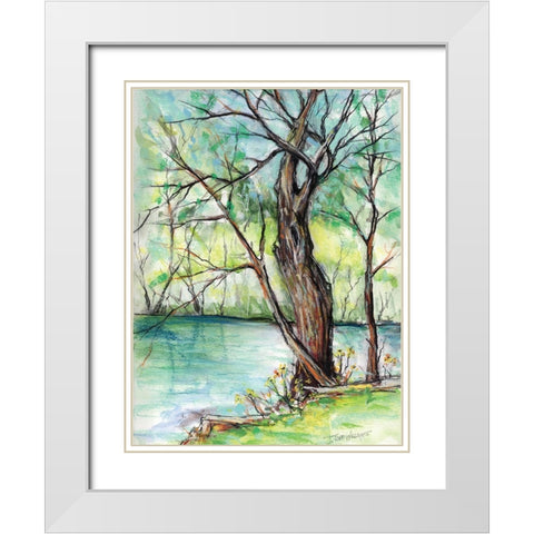 The Banks of Shoal Creek White Modern Wood Framed Art Print with Double Matting by Williams, Todd