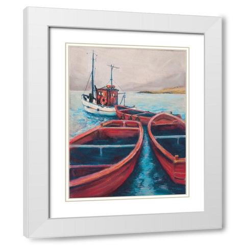 Red Boats White Modern Wood Framed Art Print with Double Matting by Williams, Todd