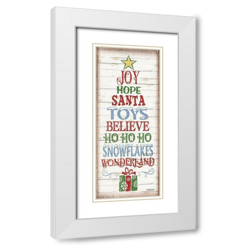 Christmas Tree Sign White Modern Wood Framed Art Print with Double Matting by Williams, Todd
