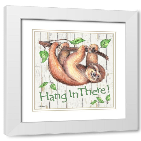Sloth White Modern Wood Framed Art Print with Double Matting by Williams, Todd