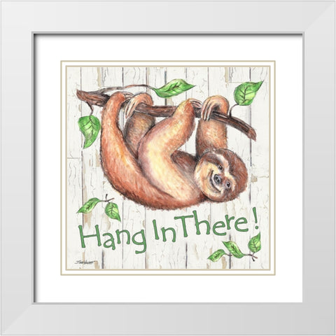 Sloth White Modern Wood Framed Art Print with Double Matting by Williams, Todd