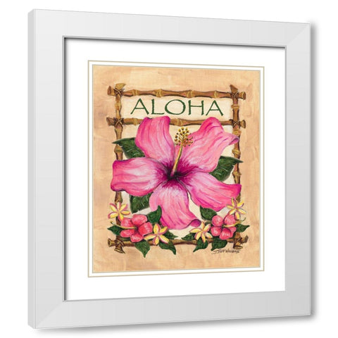 Aloha Hibiscus White Modern Wood Framed Art Print with Double Matting by Williams, Todd