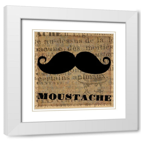 Moustache White Modern Wood Framed Art Print with Double Matting by Ven Vertloh, Lisa