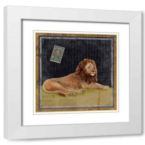 Lion White Modern Wood Framed Art Print with Double Matting by Ven Vertloh, Lisa