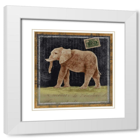Elephant White Modern Wood Framed Art Print with Double Matting by Ven Vertloh, Lisa