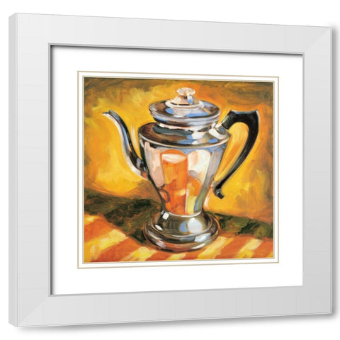 Tea Pot II White Modern Wood Framed Art Print with Double Matting by Waldron, Sarah
