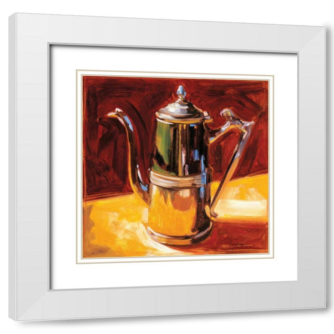Tea Pot IV White Modern Wood Framed Art Print with Double Matting by Waldron, Sarah