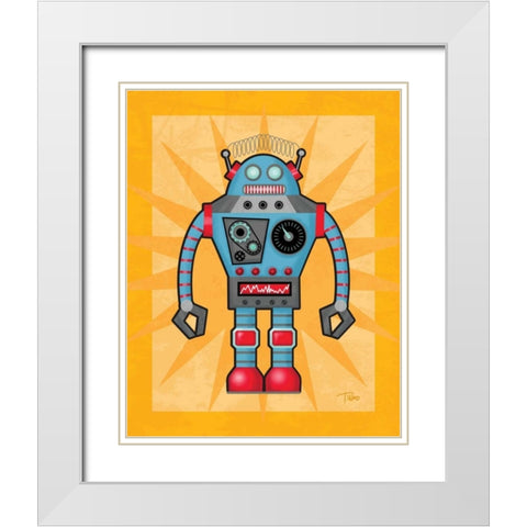 Robot I White Modern Wood Framed Art Print with Double Matting by Woo, Teresa