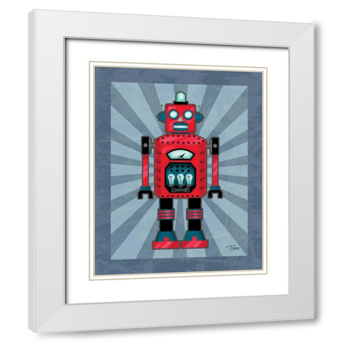 Robot II White Modern Wood Framed Art Print with Double Matting by Woo, Teresa