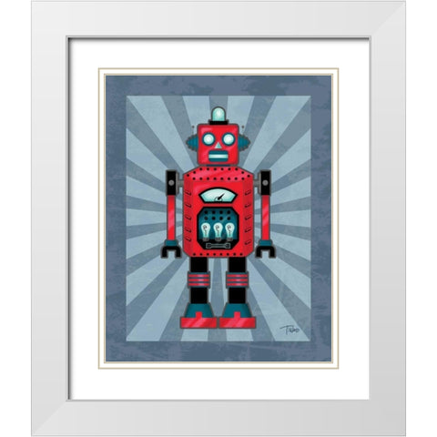 Robot II White Modern Wood Framed Art Print with Double Matting by Woo, Teresa