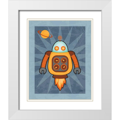 Robot III White Modern Wood Framed Art Print with Double Matting by Woo, Teresa