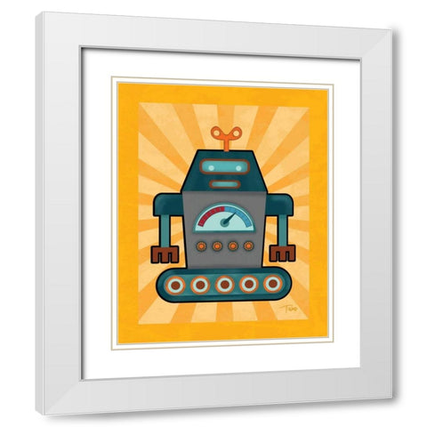 Robot IV White Modern Wood Framed Art Print with Double Matting by Woo, Teresa