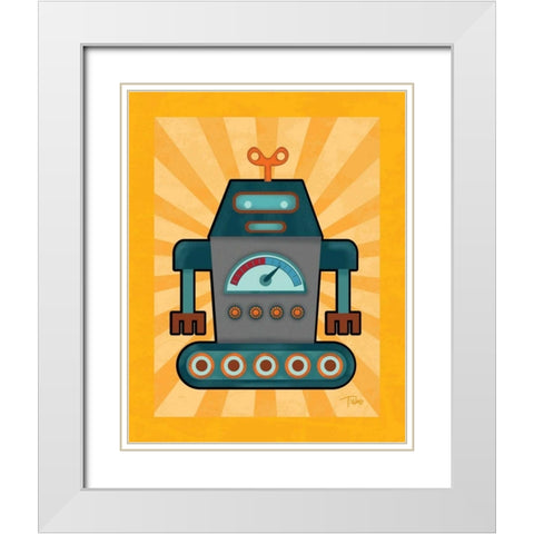 Robot IV White Modern Wood Framed Art Print with Double Matting by Woo, Teresa