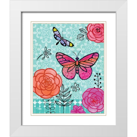 Butterfly Garden I White Modern Wood Framed Art Print with Double Matting by Woo, Teresa