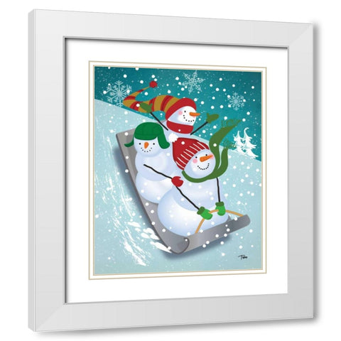 Frosty and Fab IV White Modern Wood Framed Art Print with Double Matting by Woo, Teresa