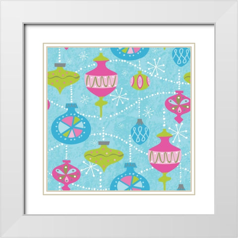 Mod Baubs Aqua Sq White Modern Wood Framed Art Print with Double Matting by Woo, Teresa