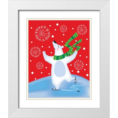 Polar Bear Arabesque White Modern Wood Framed Art Print with Double Matting by Woo, Teresa