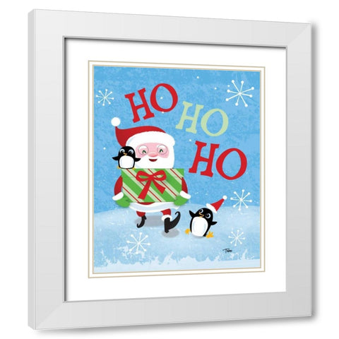 Santa Gift White Modern Wood Framed Art Print with Double Matting by Woo, Teresa