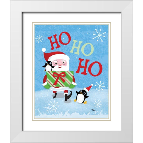 Santa Gift White Modern Wood Framed Art Print with Double Matting by Woo, Teresa
