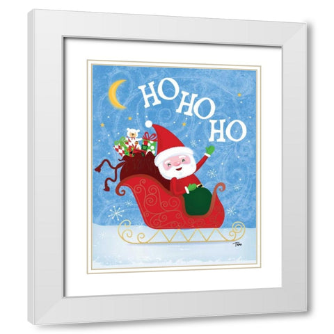 Santa Sleigh White Modern Wood Framed Art Print with Double Matting by Woo, Teresa