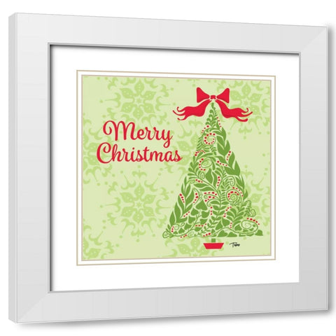 Green Tree White Modern Wood Framed Art Print with Double Matting by Woo, Teresa