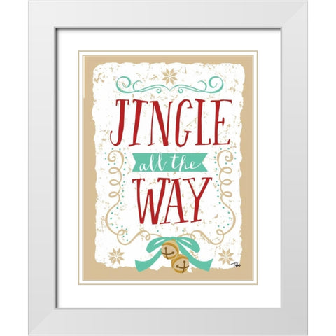 Jingle all the Way White Modern Wood Framed Art Print with Double Matting by Woo, Teresa