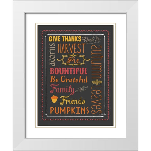Autumn Words White Modern Wood Framed Art Print with Double Matting by Woo, Teresa