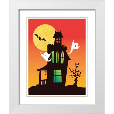 Ghost Party White Modern Wood Framed Art Print with Double Matting by Woo, Teresa