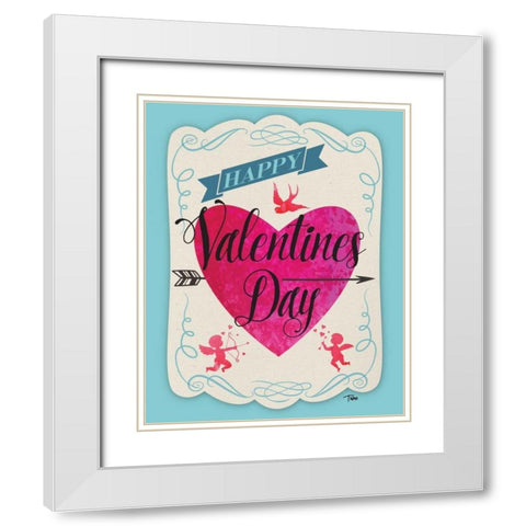 Cupid Valentine White Modern Wood Framed Art Print with Double Matting by Woo, Teresa