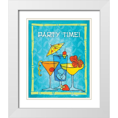 Tiki Time II White Modern Wood Framed Art Print with Double Matting by Woo, Teresa