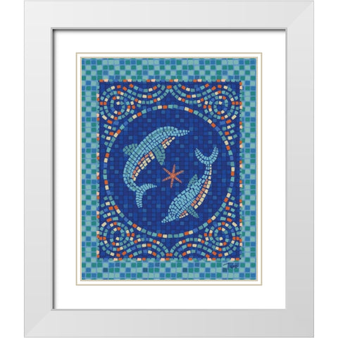 Macedonia Reef Dolphins White Modern Wood Framed Art Print with Double Matting by Woo, Teresa