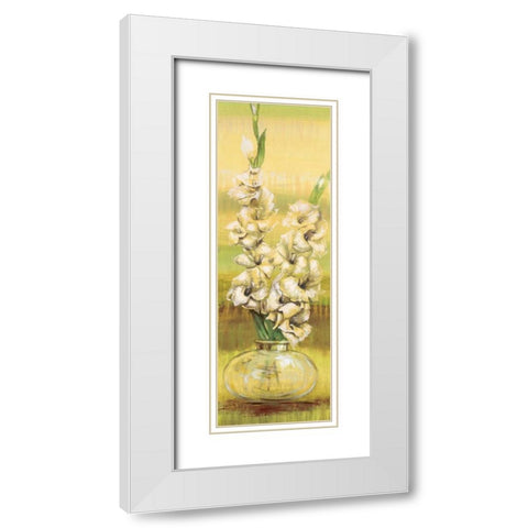 Gladiolas White Modern Wood Framed Art Print with Double Matting by Werbelow, Selina