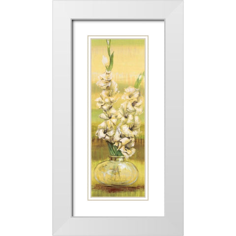 Gladiolas White Modern Wood Framed Art Print with Double Matting by Werbelow, Selina