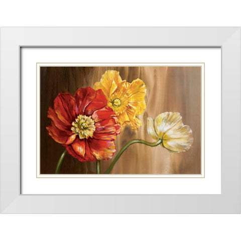 Poppies White Modern Wood Framed Art Print with Double Matting by Werbelow, Selina