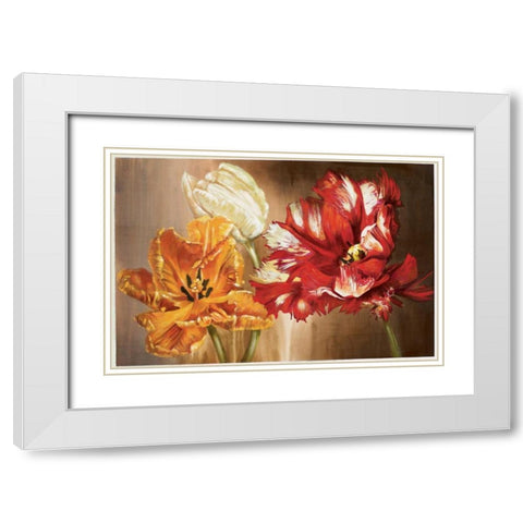Tulips White Modern Wood Framed Art Print with Double Matting by Werbelow, Selina