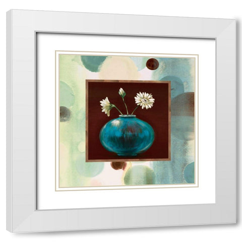 Daisies I White Modern Wood Framed Art Print with Double Matting by Werbelow, Selina