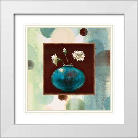 Daisies I White Modern Wood Framed Art Print with Double Matting by Werbelow, Selina